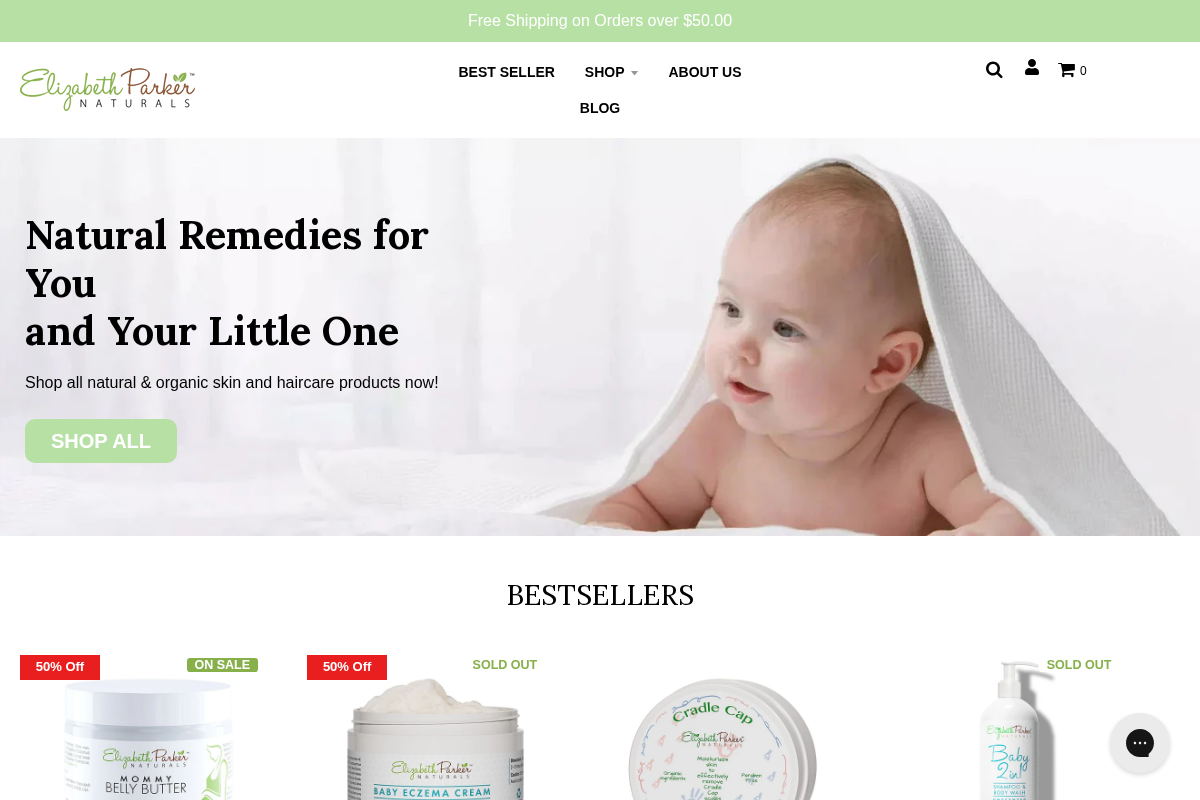 elizabethparkernaturals.com homepage screenshot