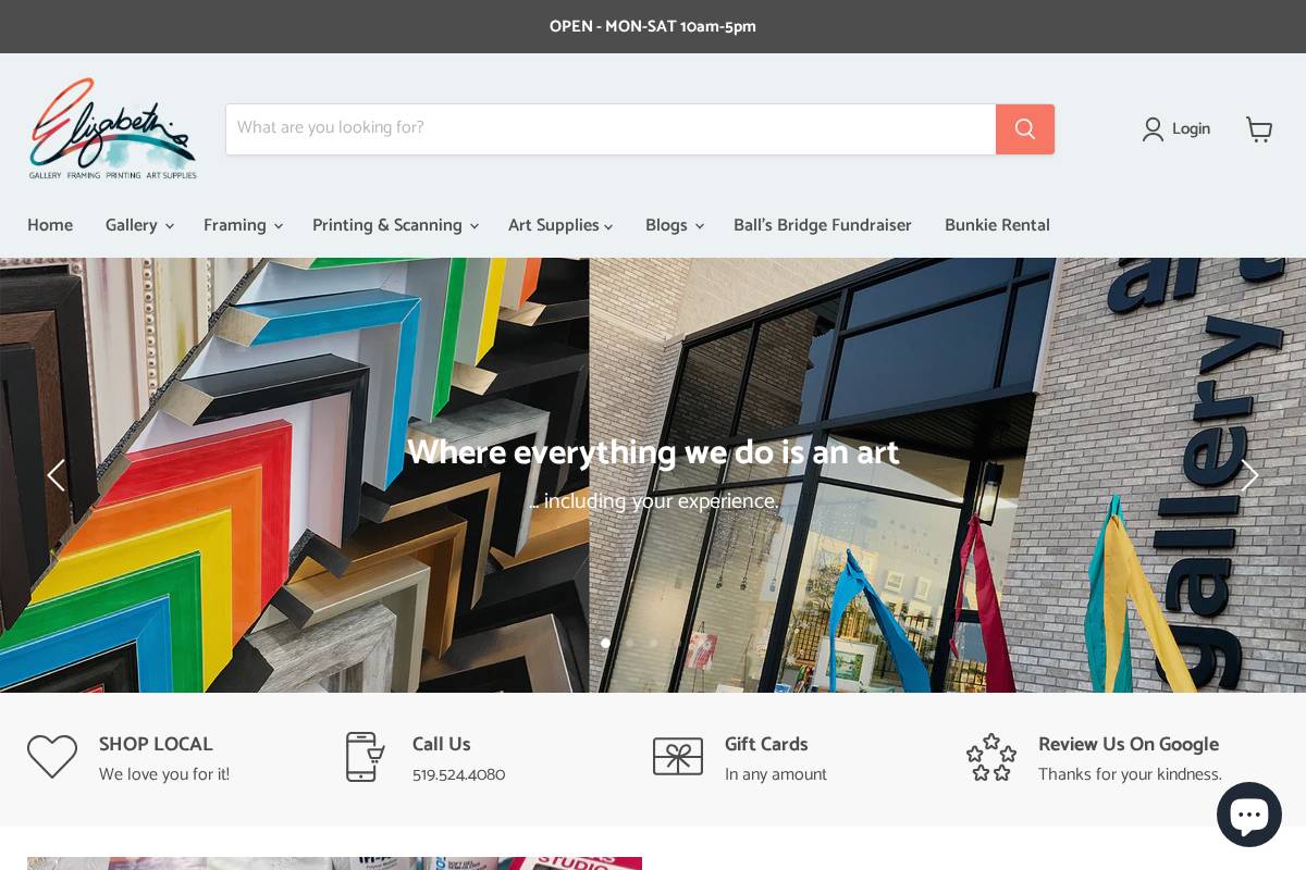 elizabethsartgallery.ca homepage screenshot