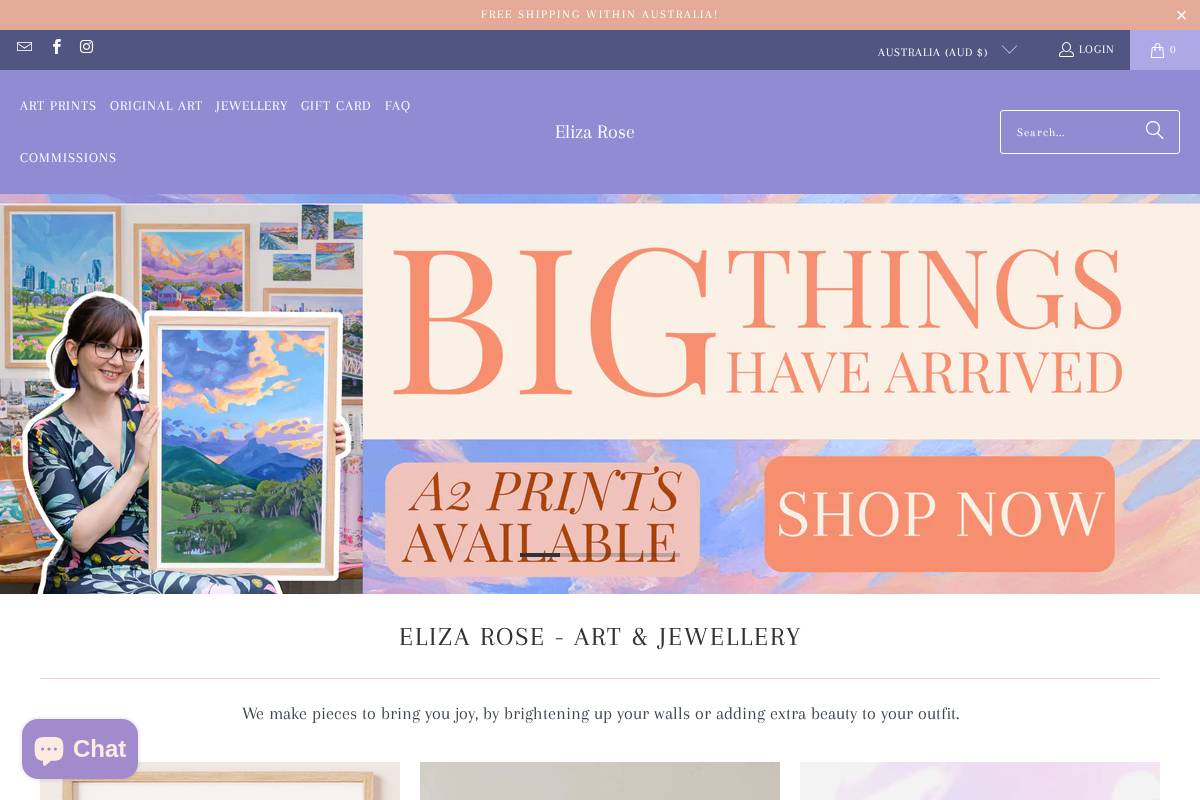 elizarose.com.au homepage screenshot
