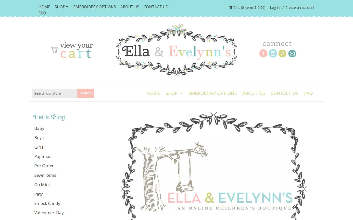 ellaandevelynns.com homepage screenshot