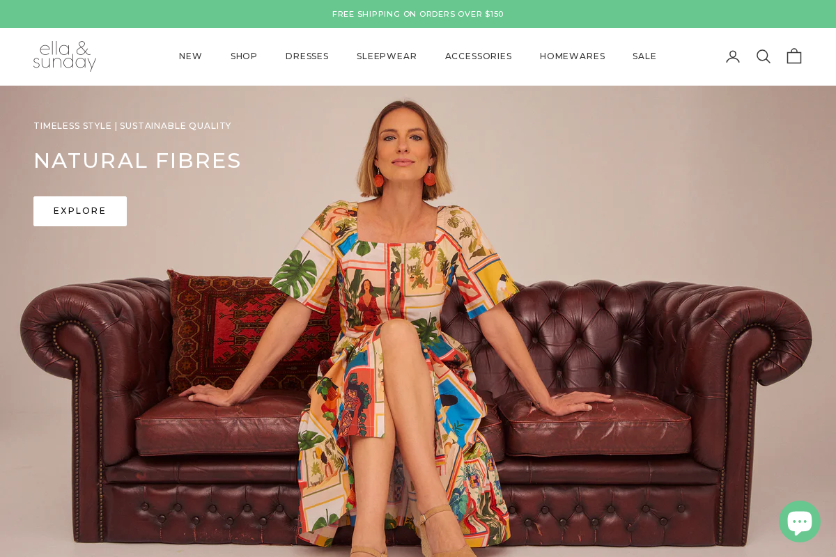 ella & sunday homepage screenshot