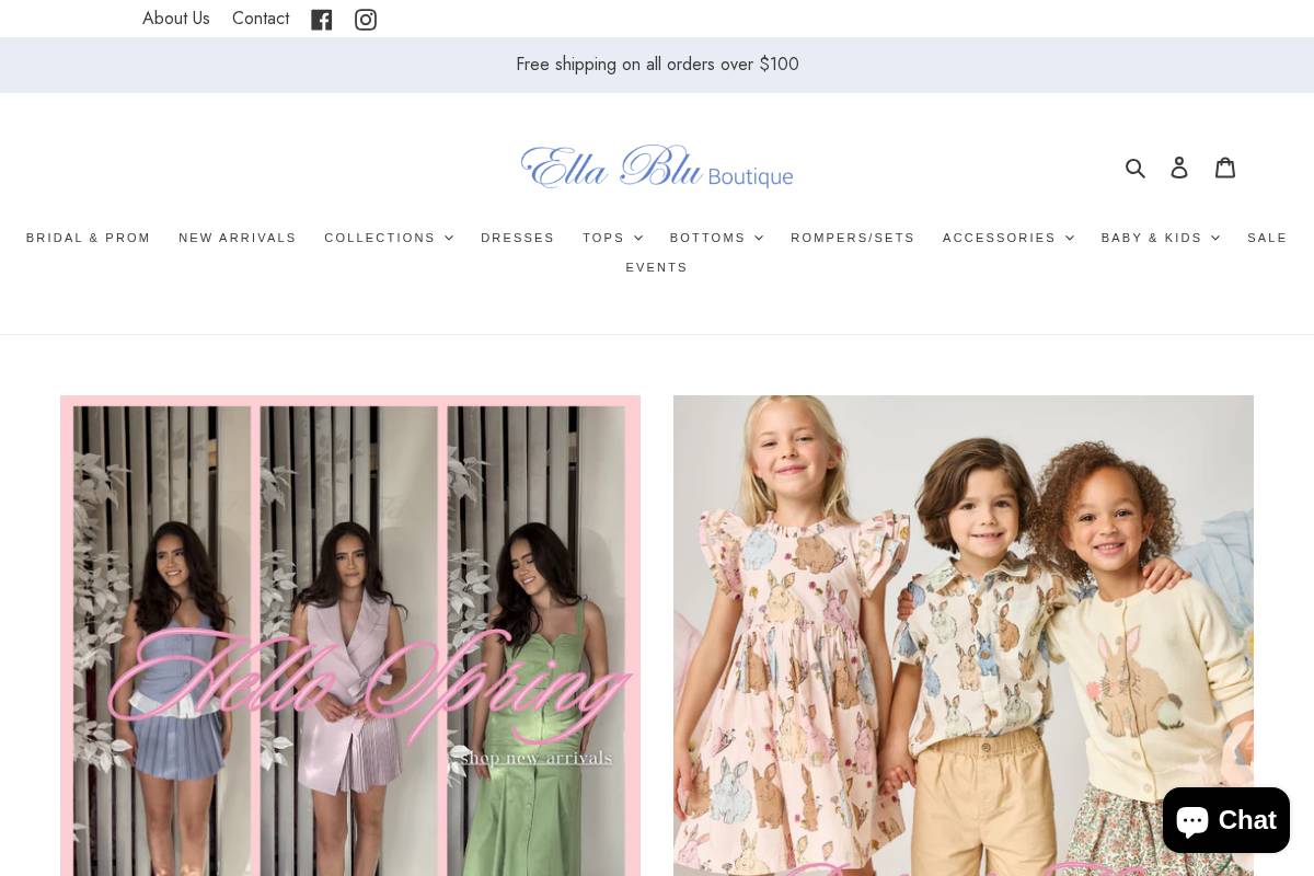 ellabluboutique.com homepage screenshot