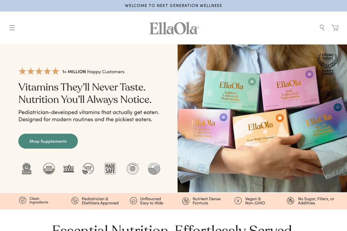 ellaola.com homepage screenshot