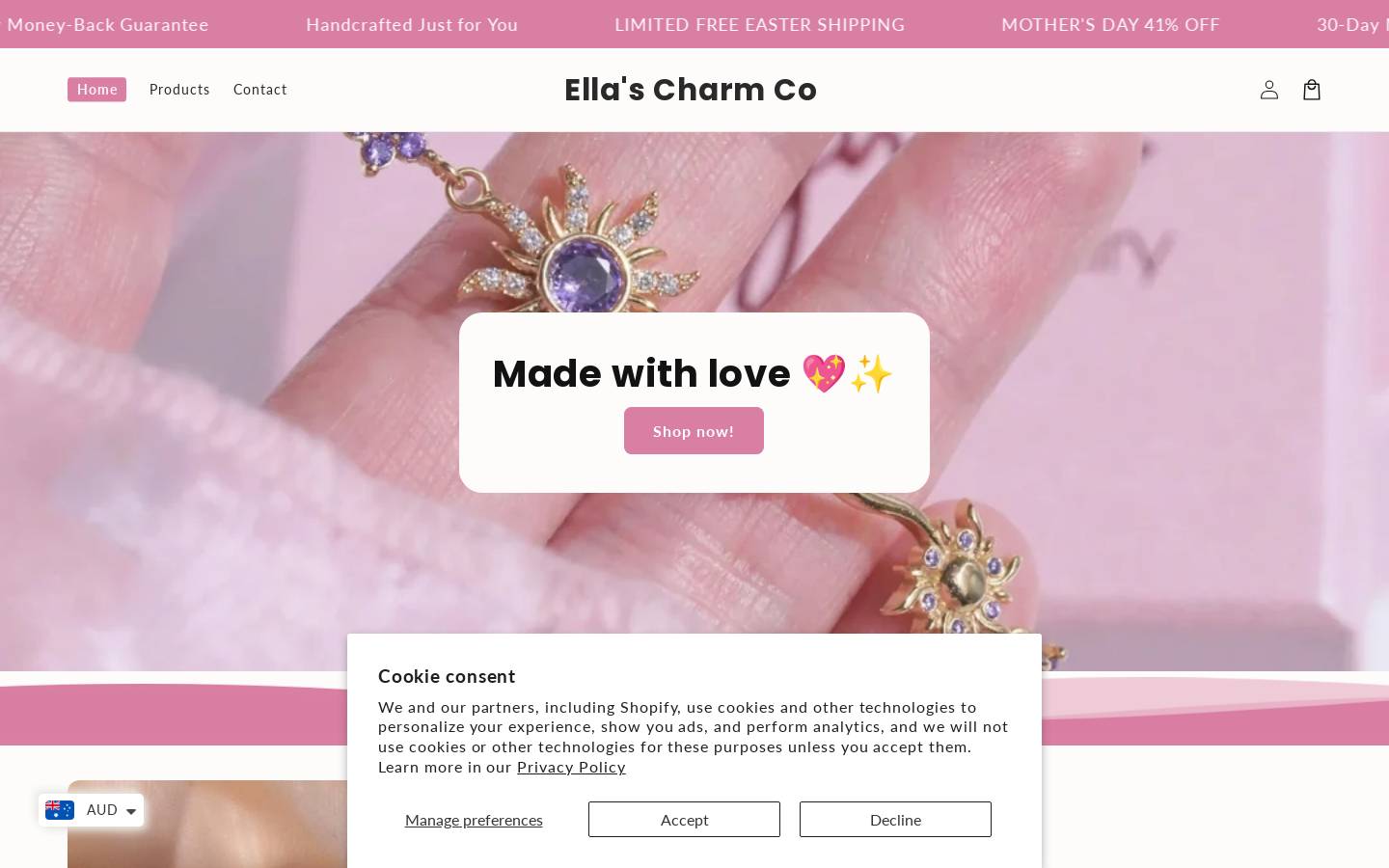 ellascharmco.com homepage screenshot