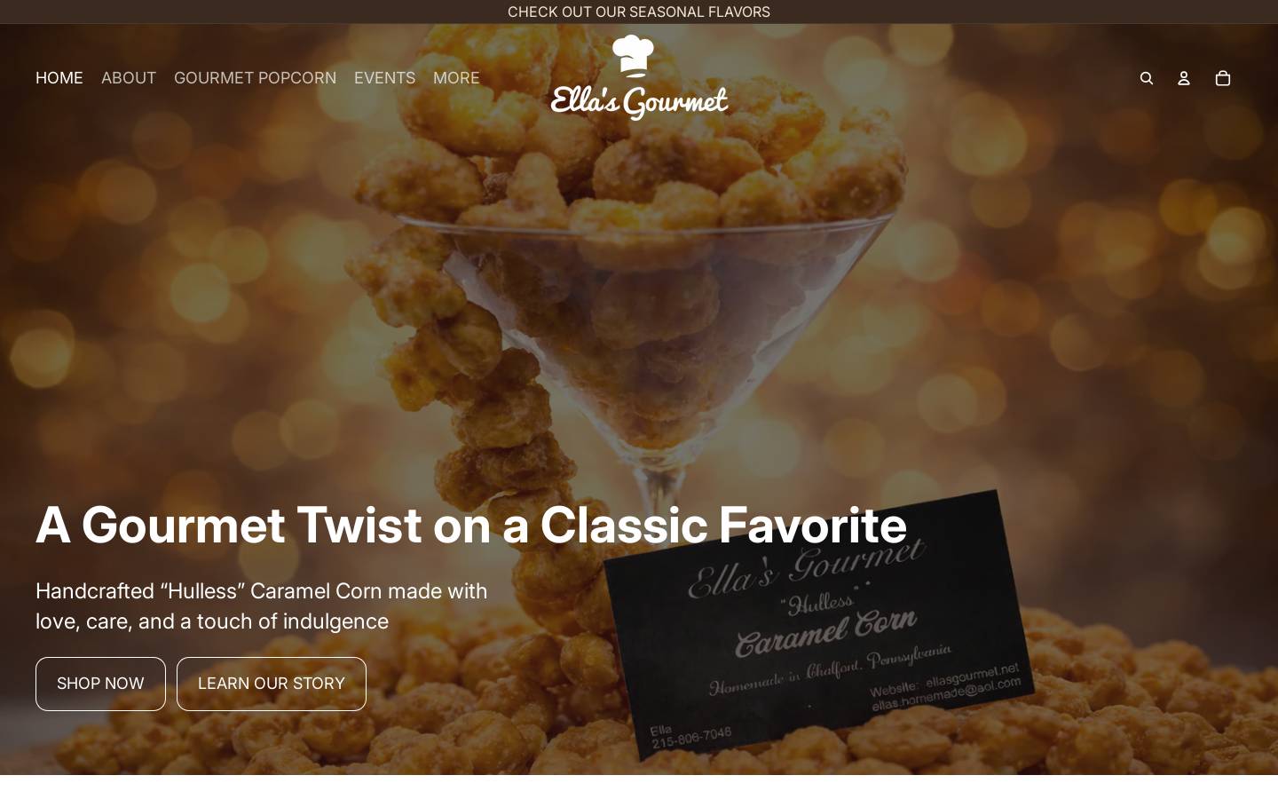 ellasgourmet.net homepage screenshot