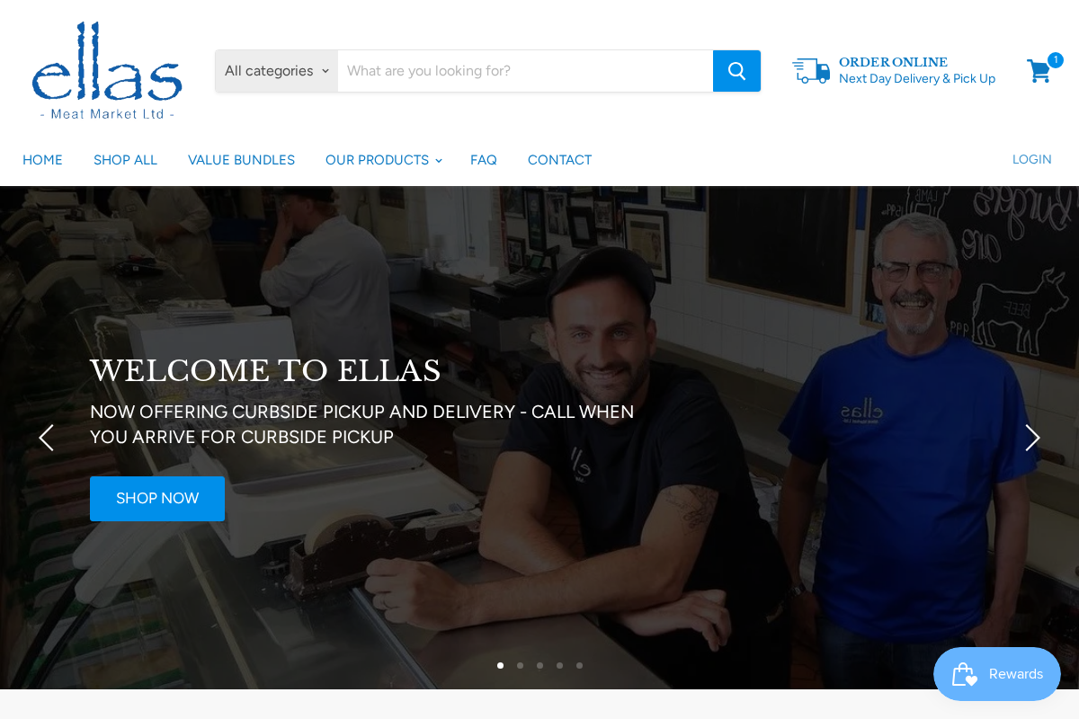 Ellas Meat Market homepage screenshot