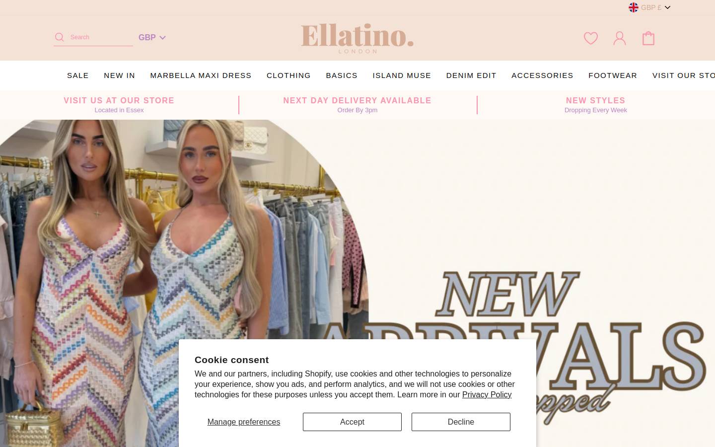 ELLATINOLONDON.COM homepage screenshot