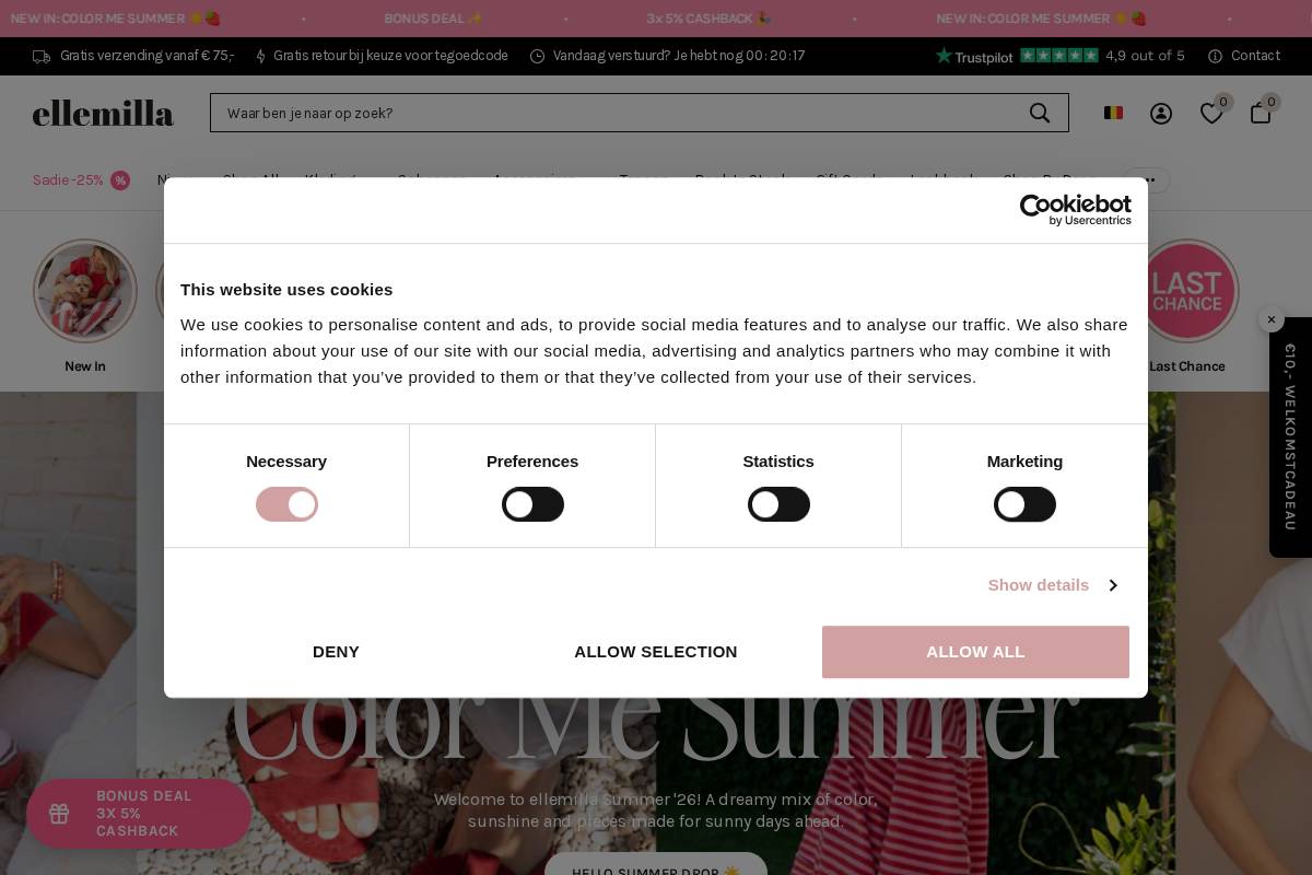 ellemillashop homepage screenshot