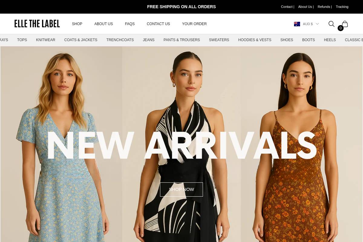 Elle The Label homepage screenshot