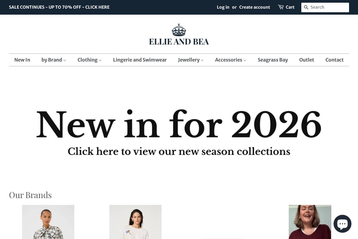 Ellie and Bea homepage screenshot