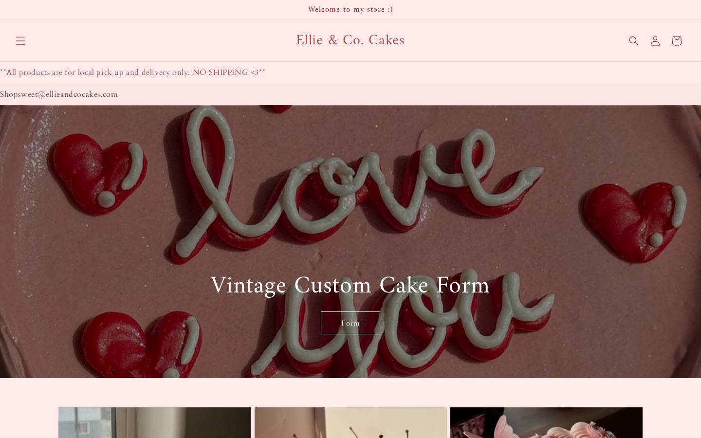 ellieandcocakes.com homepage screenshot