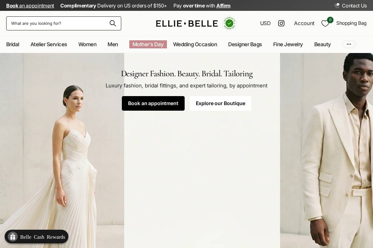 Ellie Belle homepage screenshot