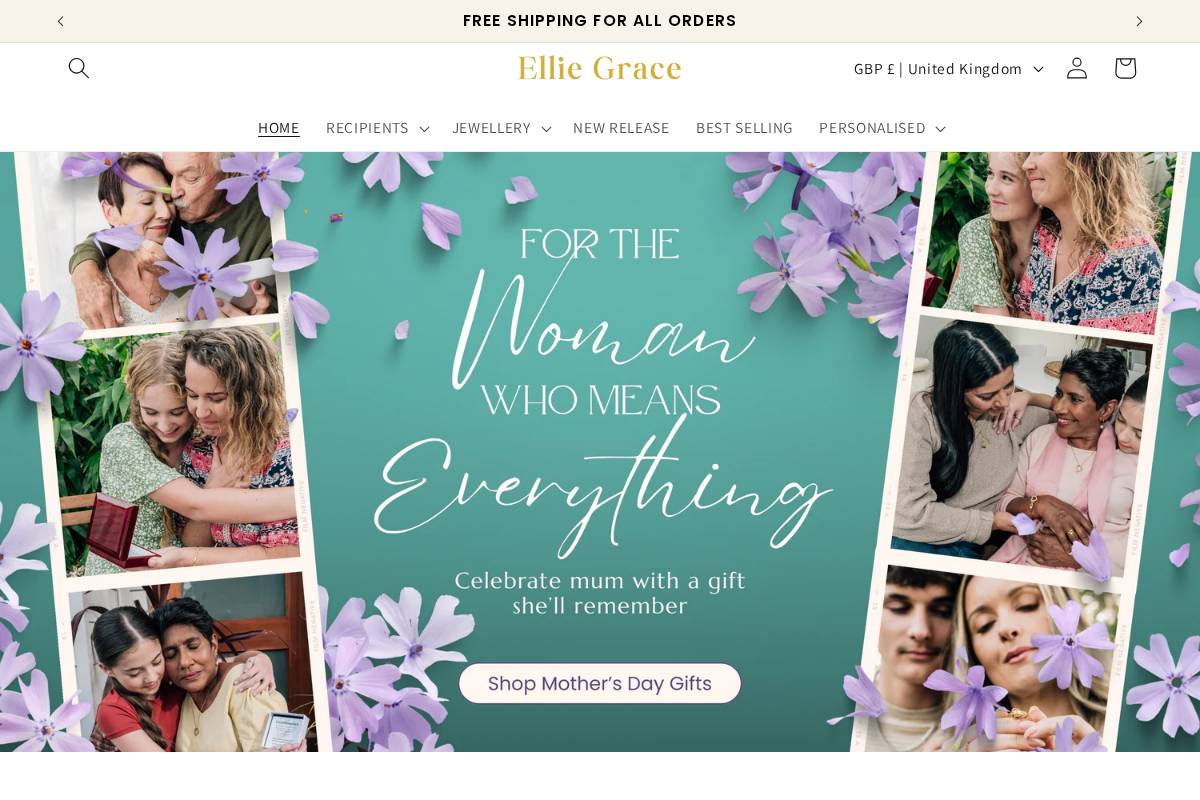 Elliegracejewelry homepage screenshot