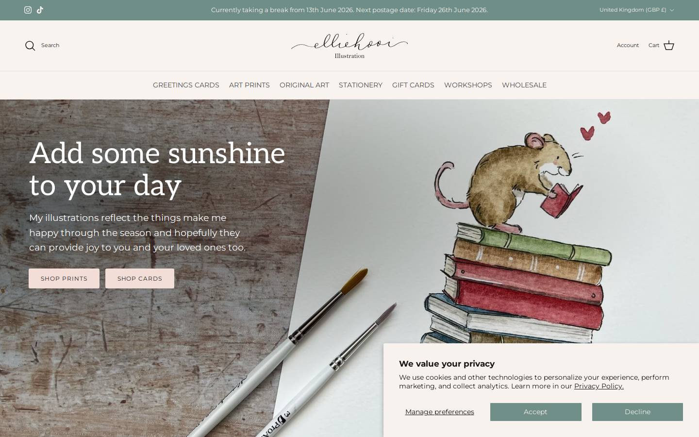 elliehooiillustration.com homepage screenshot