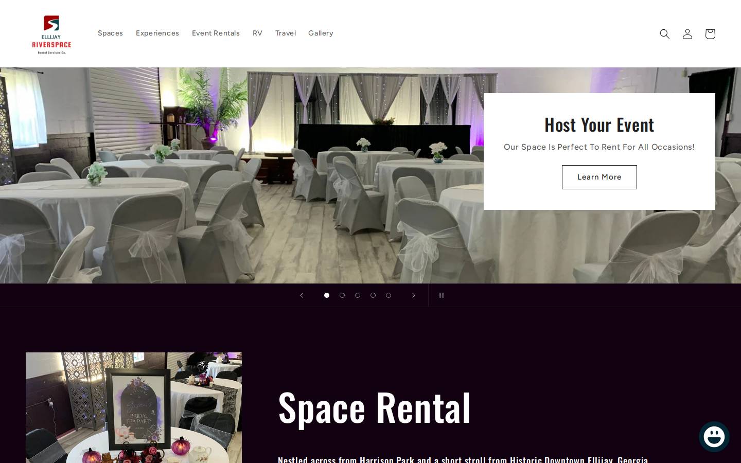 ellijayriverspace.com homepage screenshot