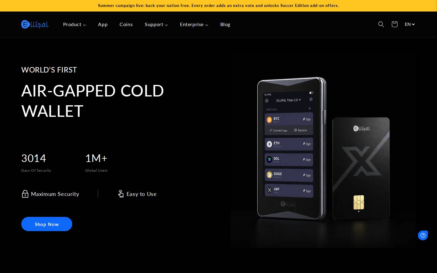 ELLIPAL homepage screenshot