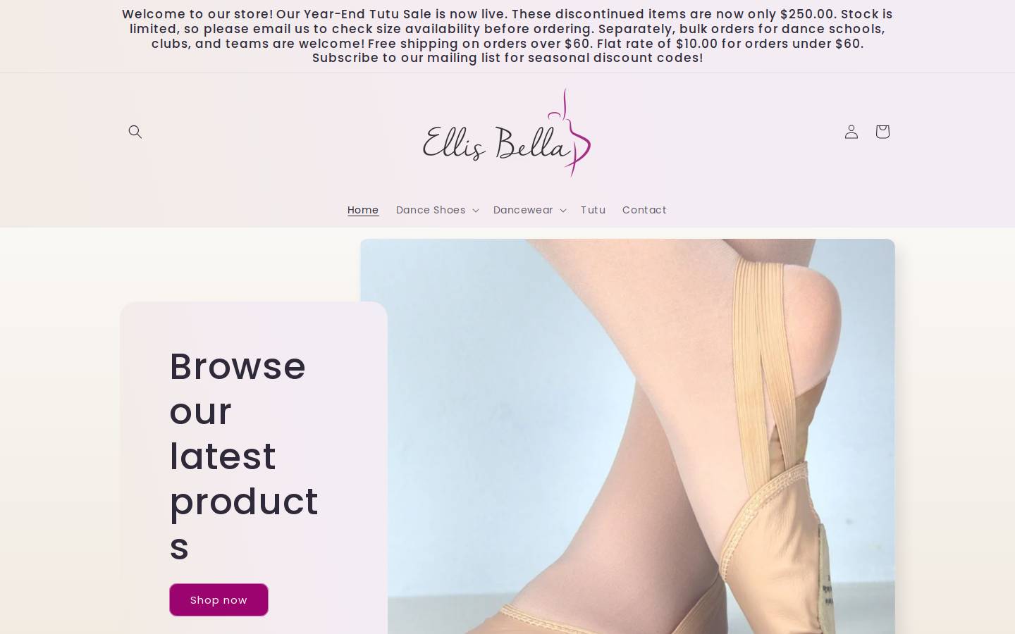 ellisbella.com.au homepage screenshot