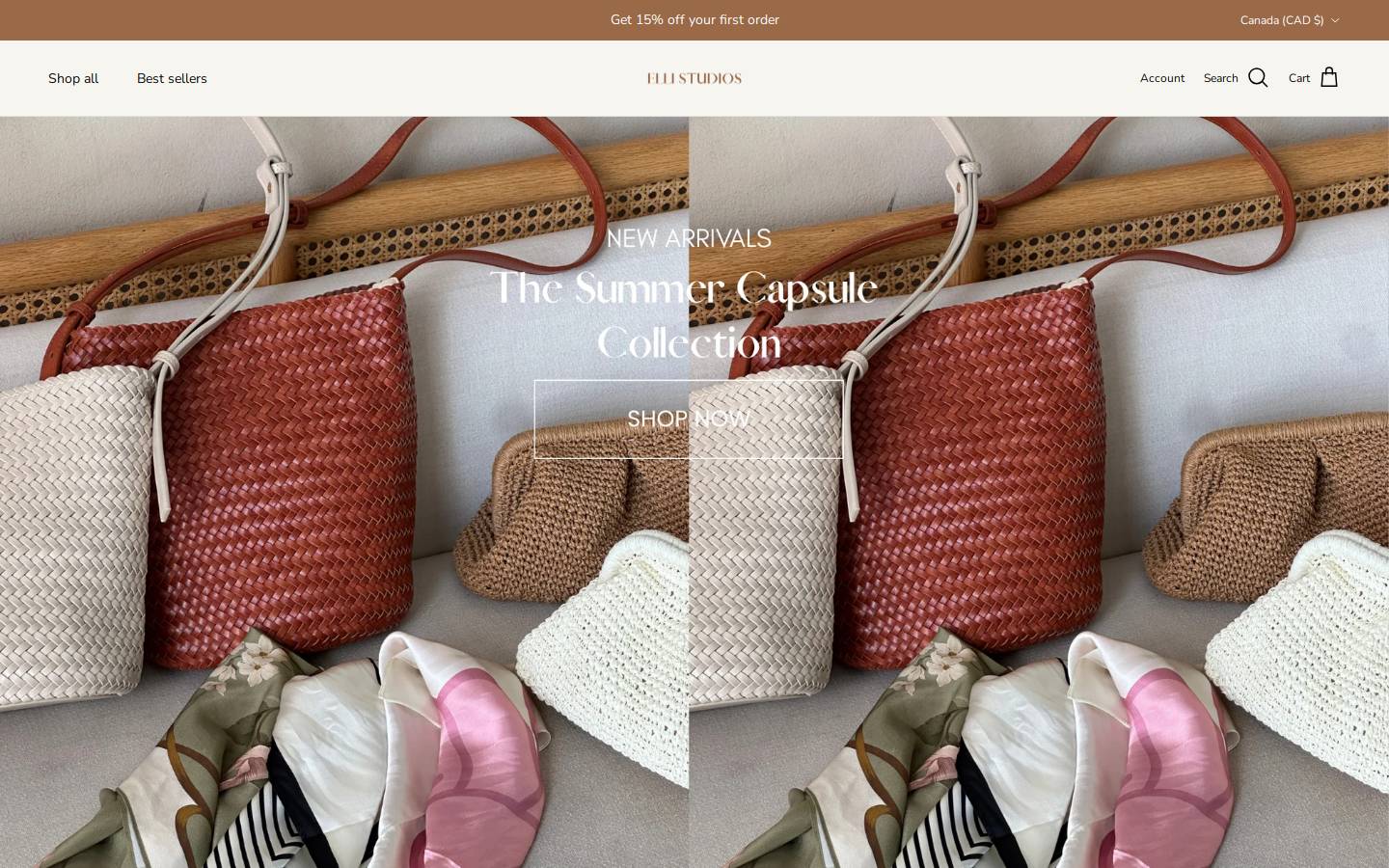 ellithebrand.com homepage screenshot