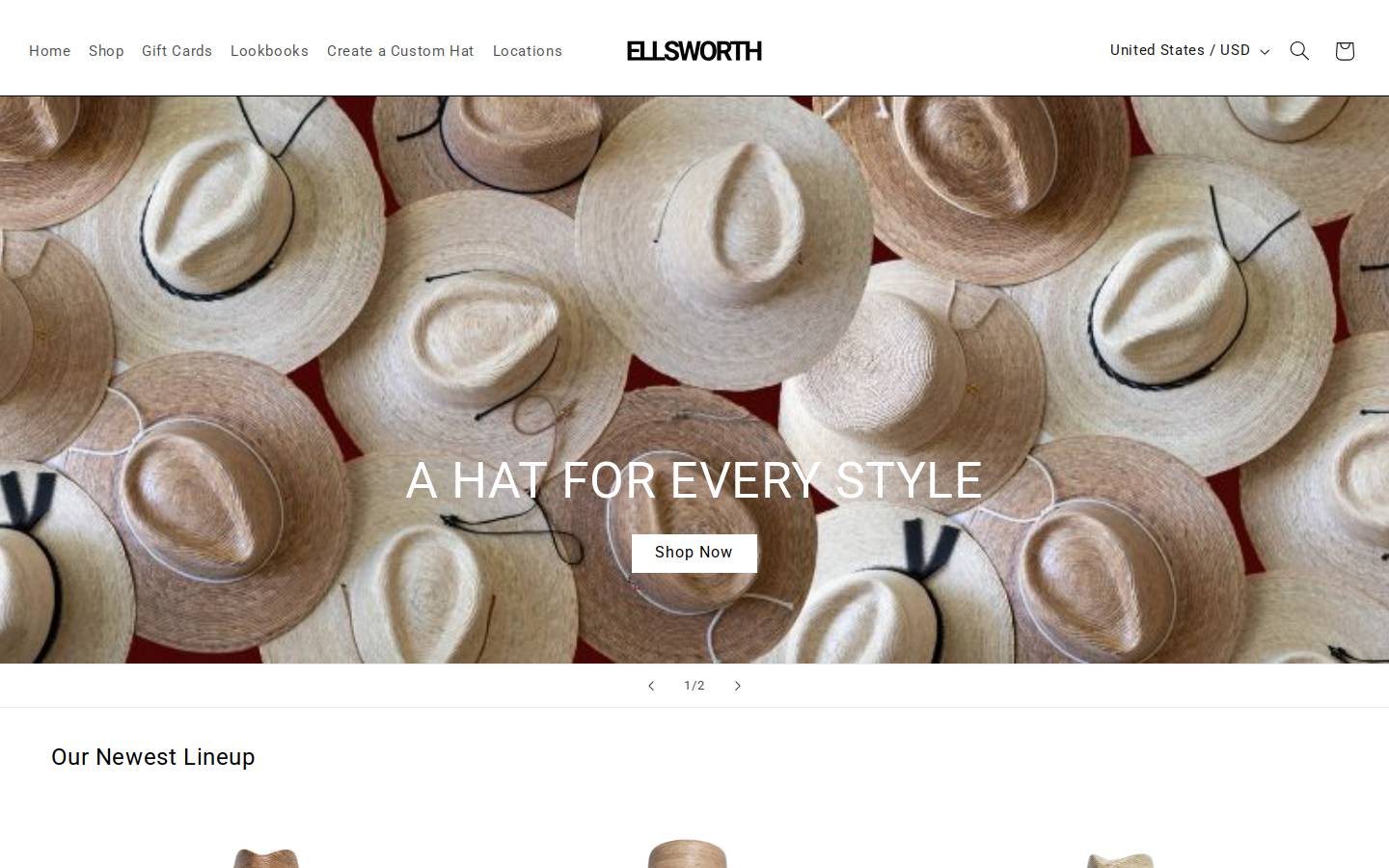 ellsworthofficial.com homepage screenshot