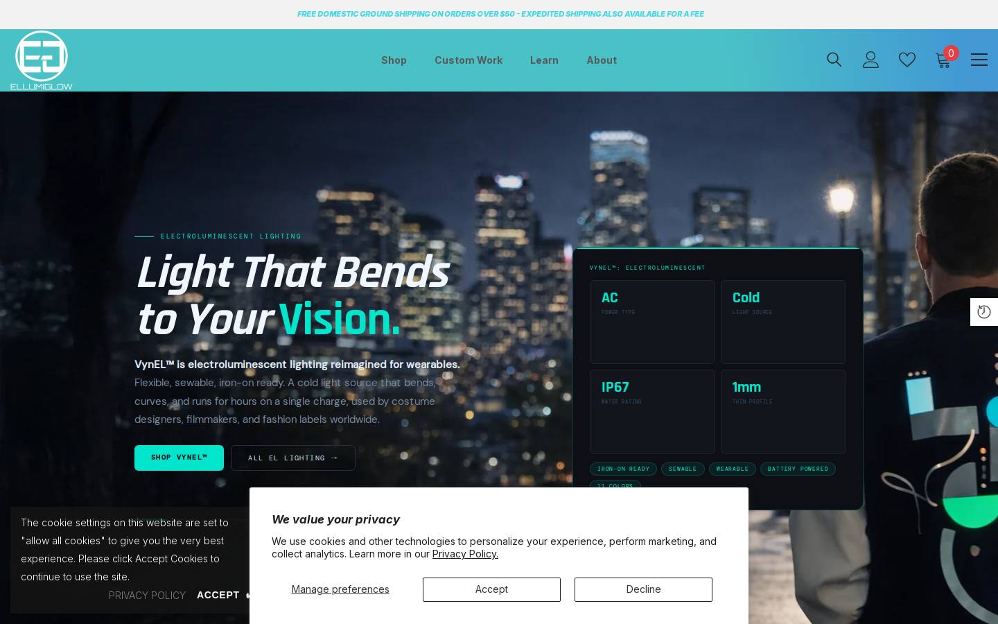 ellumiglow.com homepage screenshot