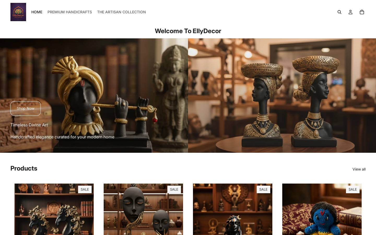 ellydecor.com homepage screenshot
