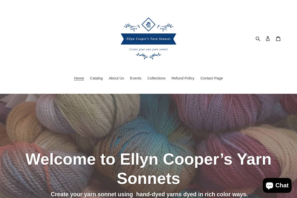 ellyncoopersyarnsonnets.shop homepage screenshot