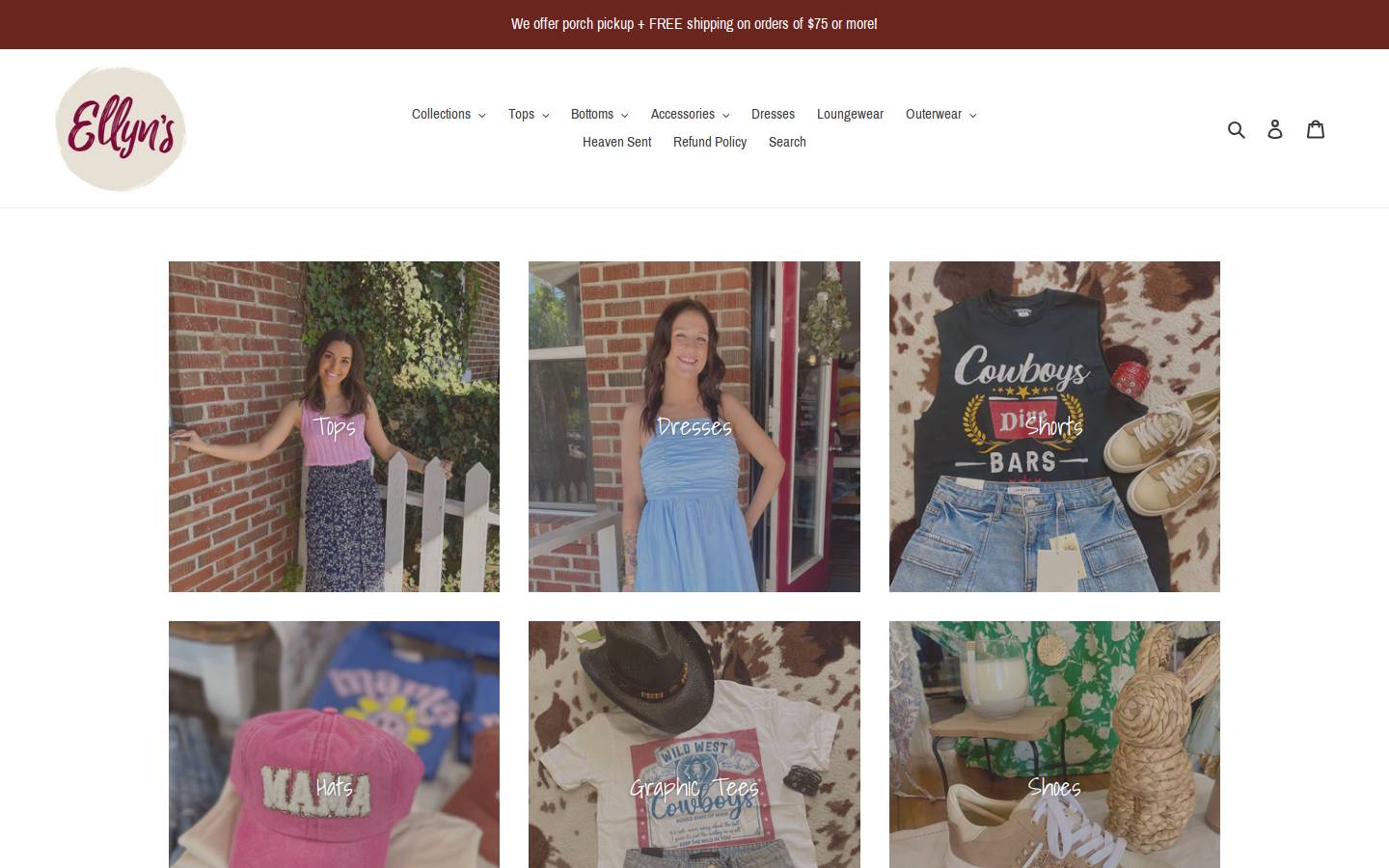 ellynsboutique.com homepage screenshot