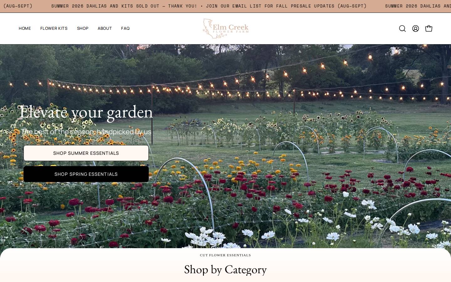 elmcreekflowerfarm.com homepage screenshot