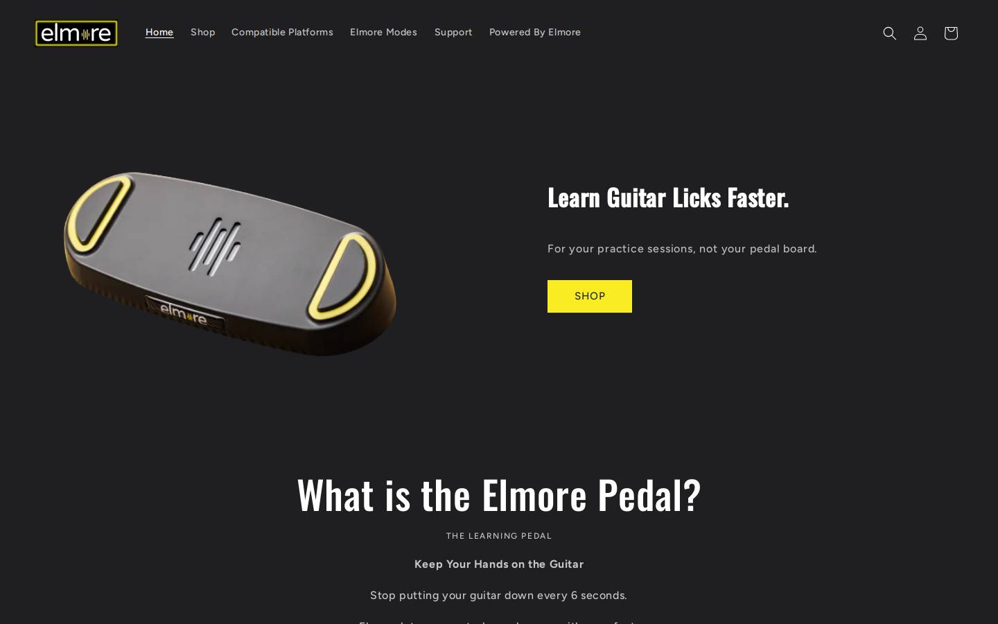 Elmore Pedal Company homepage screenshot