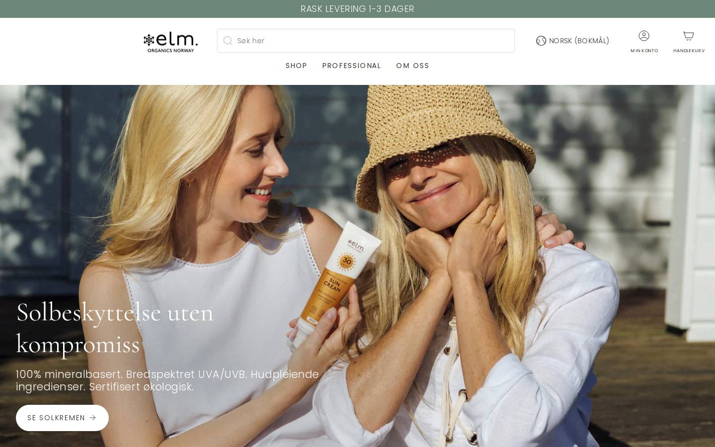 Elm Organics homepage screenshot