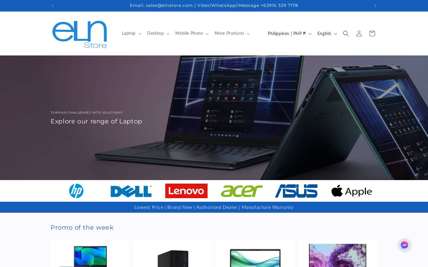 elnstore.com homepage screenshot