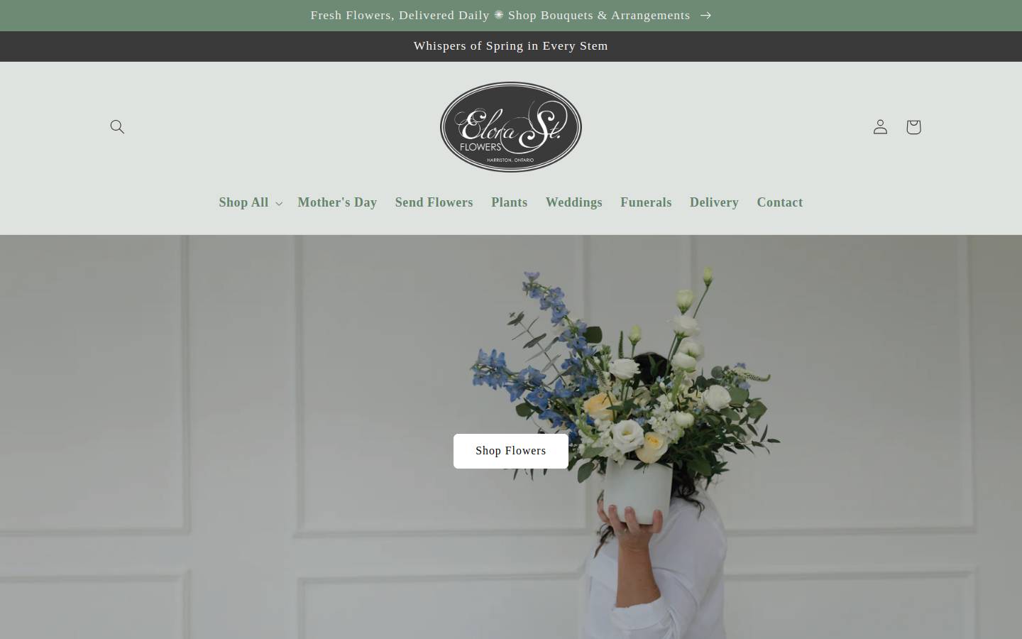 elorastflowers.ca homepage screenshot