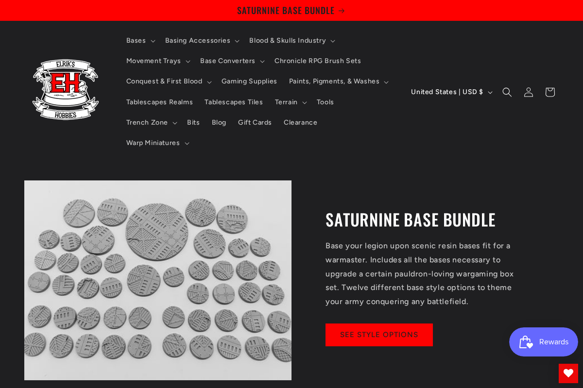 Elrik's Hobbies homepage screenshot