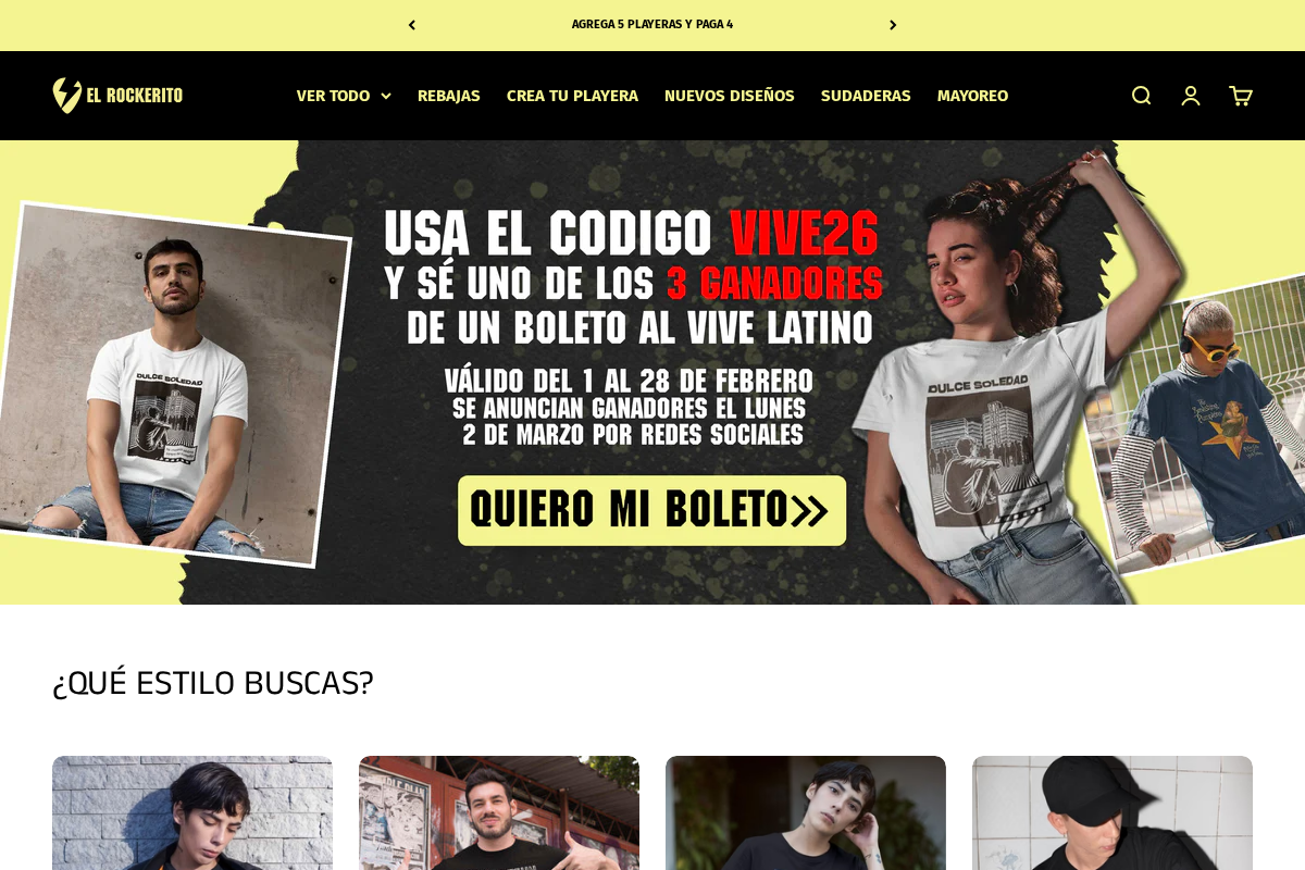 El Rockerito homepage screenshot