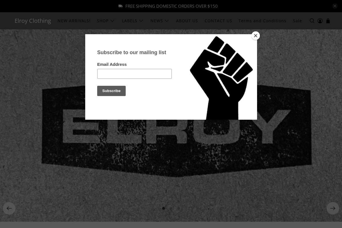 elroyclothing.com.au homepage screenshot