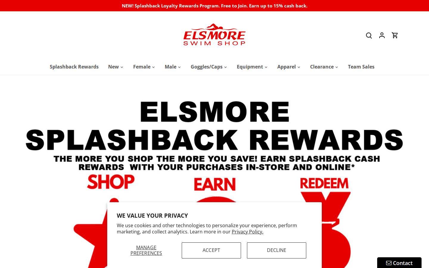 elsmoreswim.com homepage screenshot