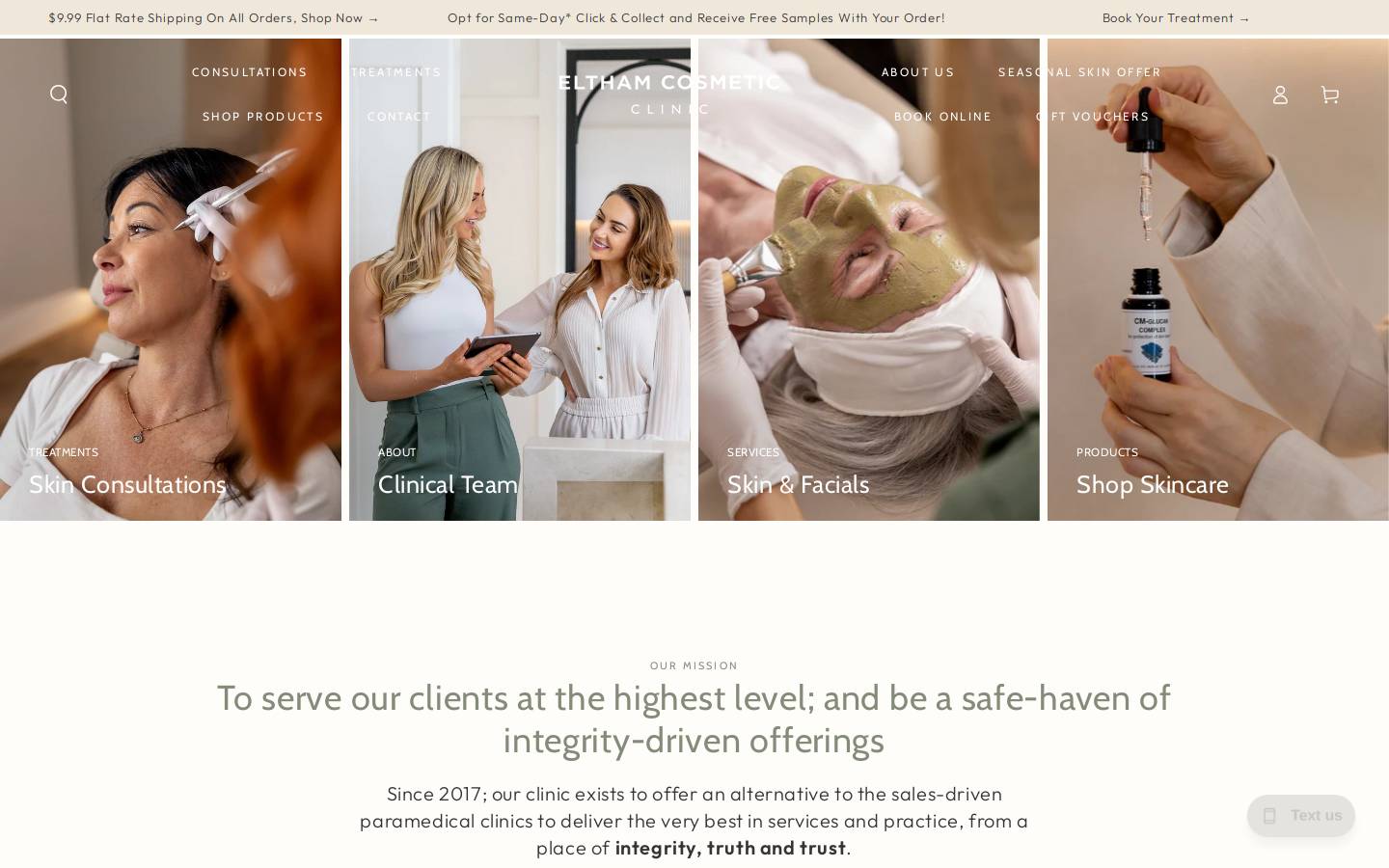 elthamcosmeticclinic.com.au homepage screenshot