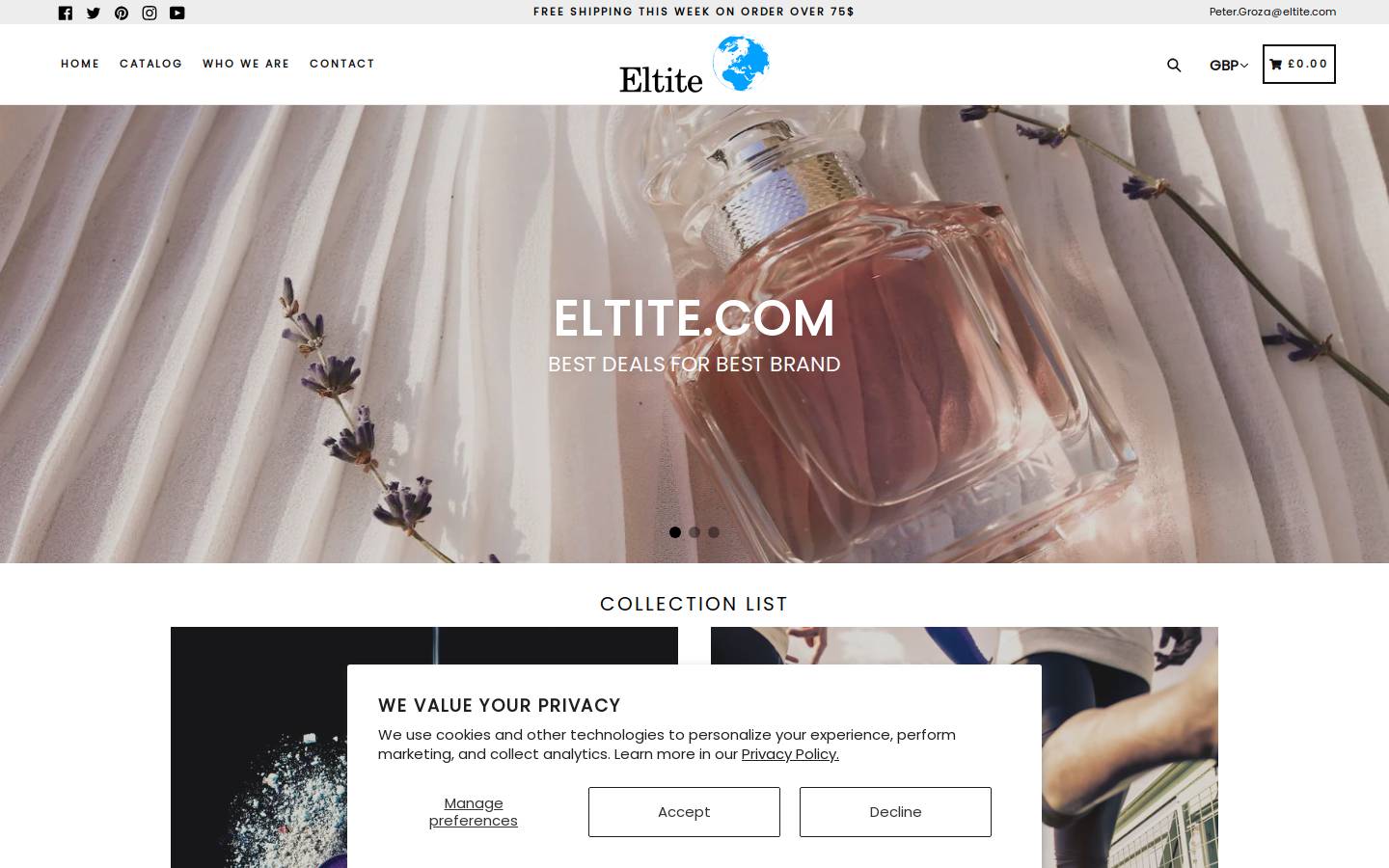 eltite.com homepage screenshot