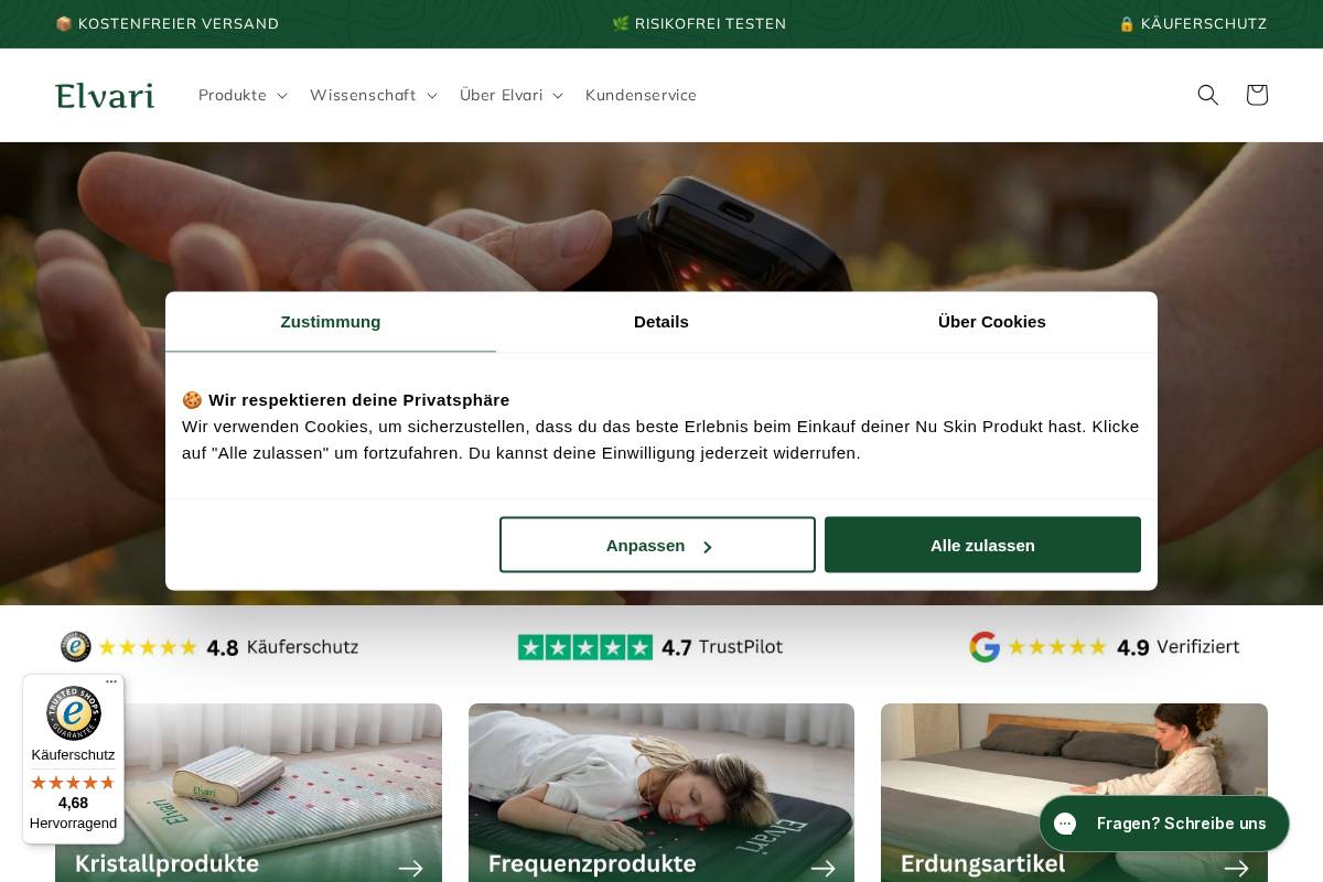 Elvari homepage screenshot