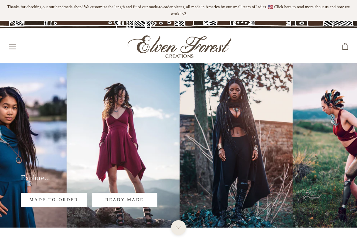 Elven Forest homepage screenshot