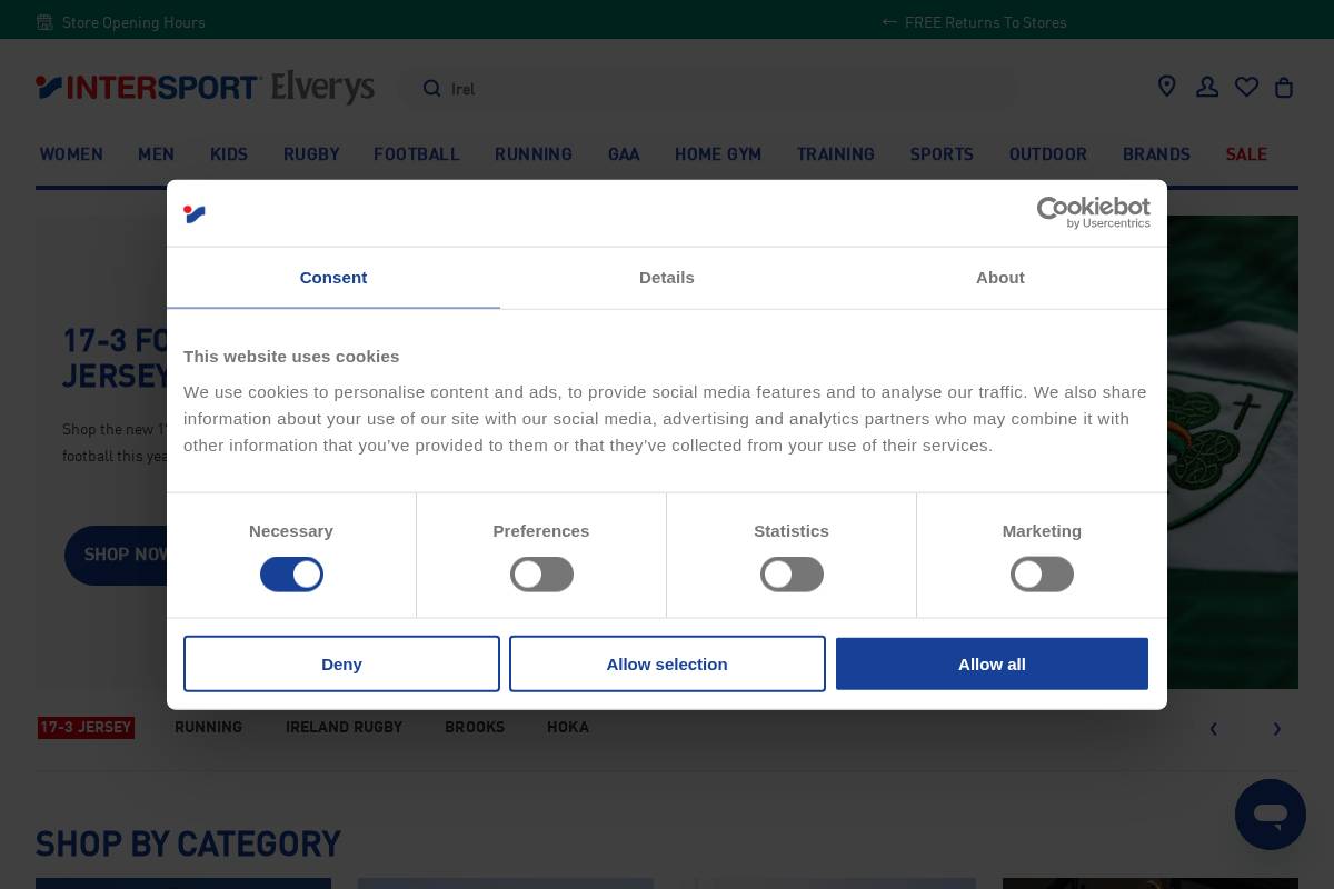 elverys.ie homepage screenshot
