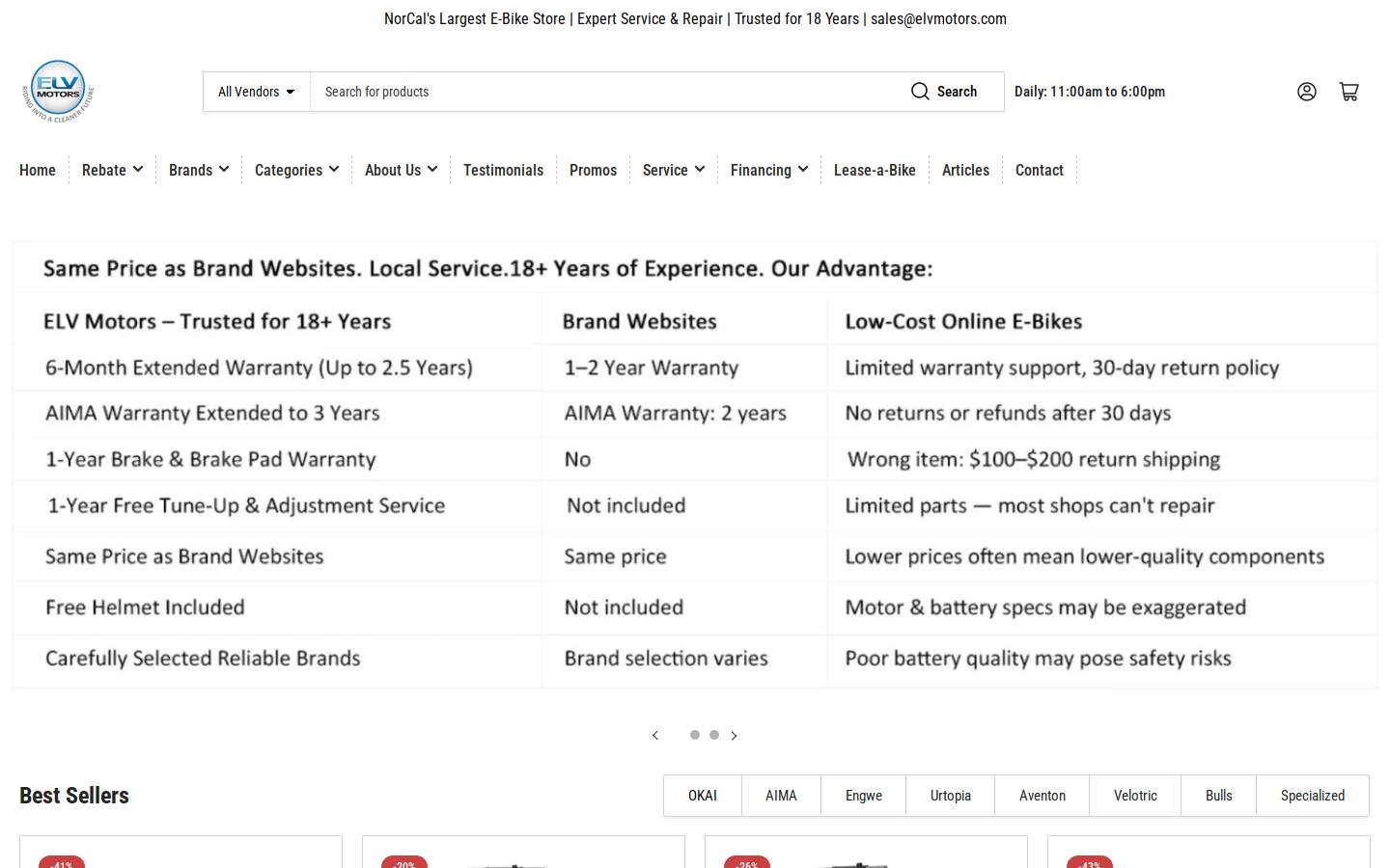 elvmotors.com homepage screenshot