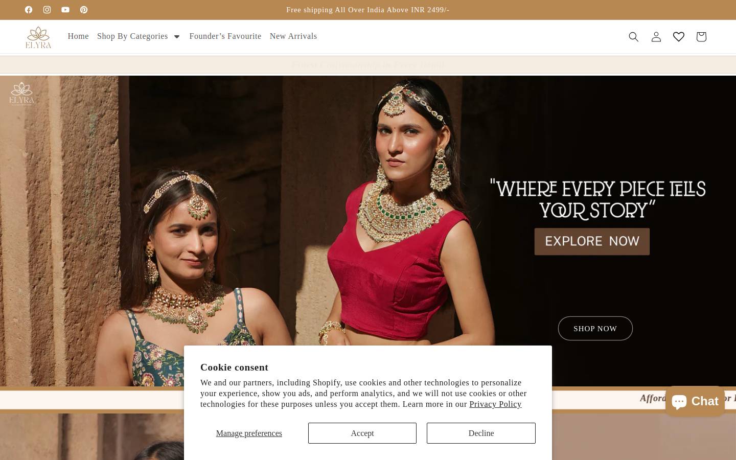 elyrajewels.com homepage screenshot