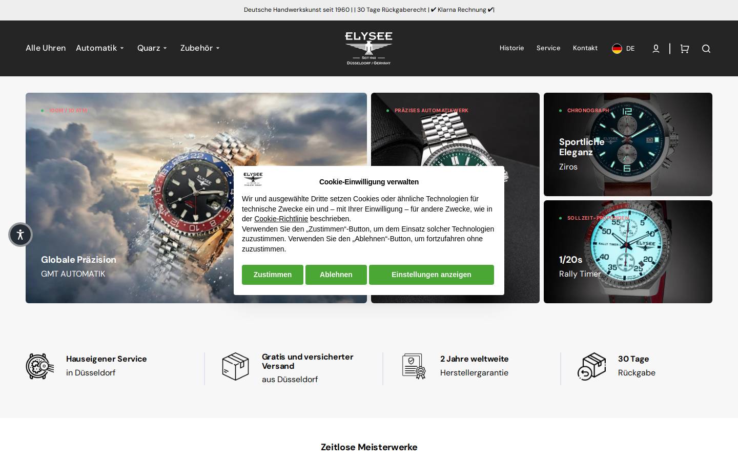 Elysee Watches homepage screenshot