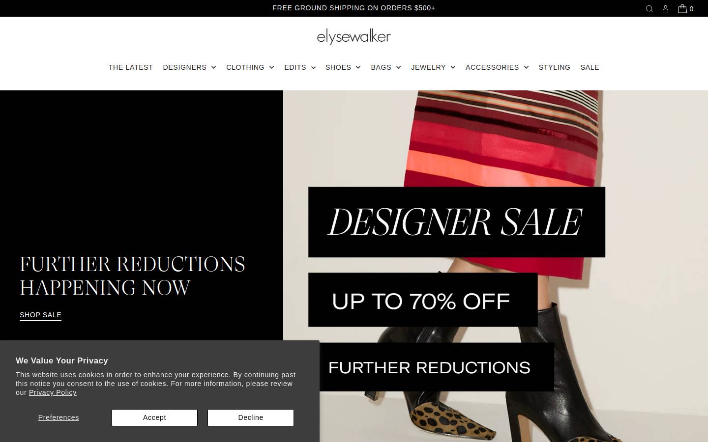 Elyse Walker Designer Fashions | Haute Hippie, Brian At homepage screenshot