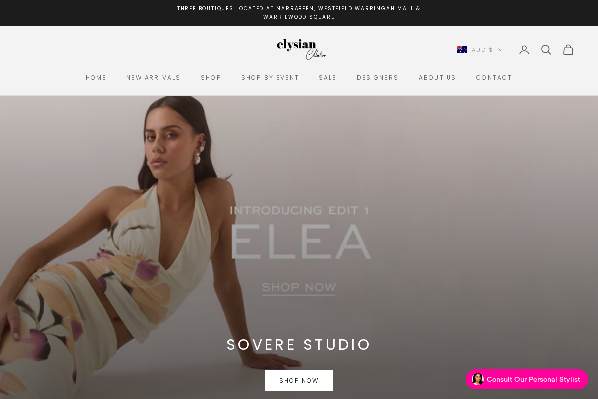 Elysian Collective homepage screenshot