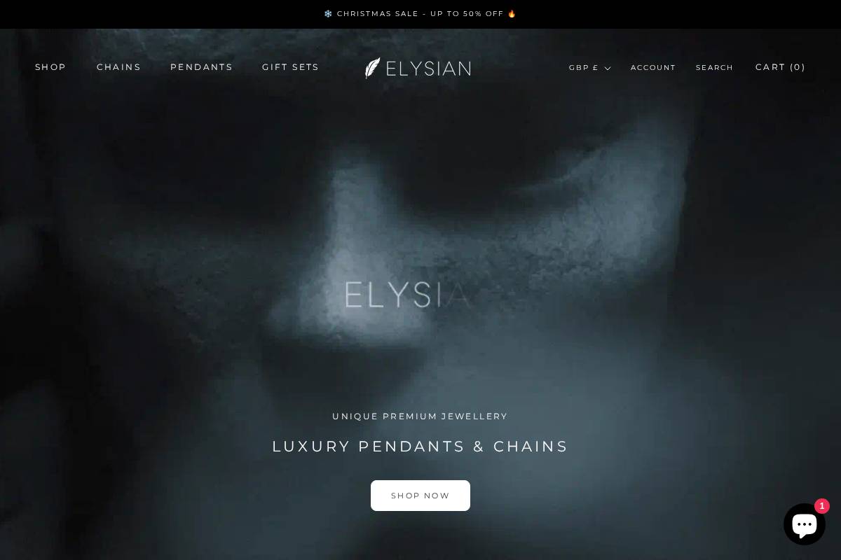 ELYSIAN homepage screenshot