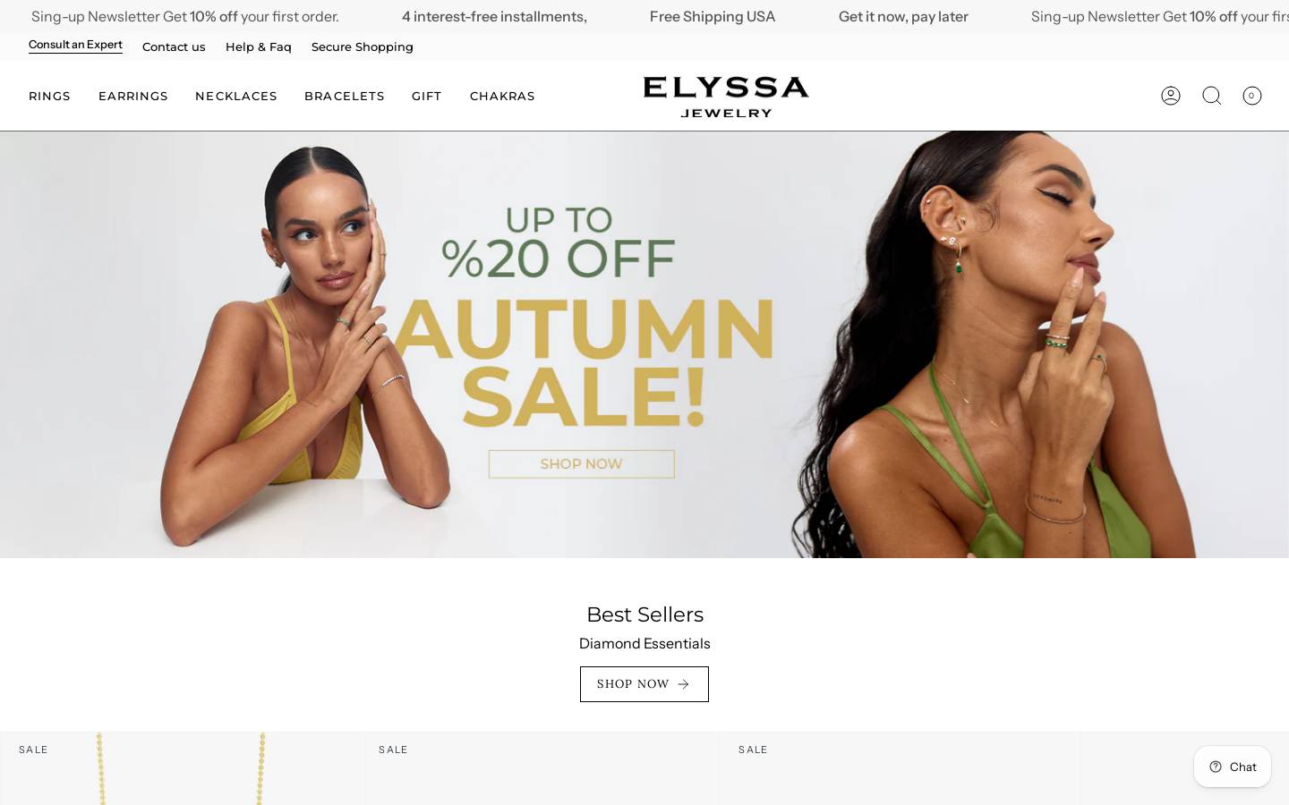 elyssajewelry.com homepage screenshot