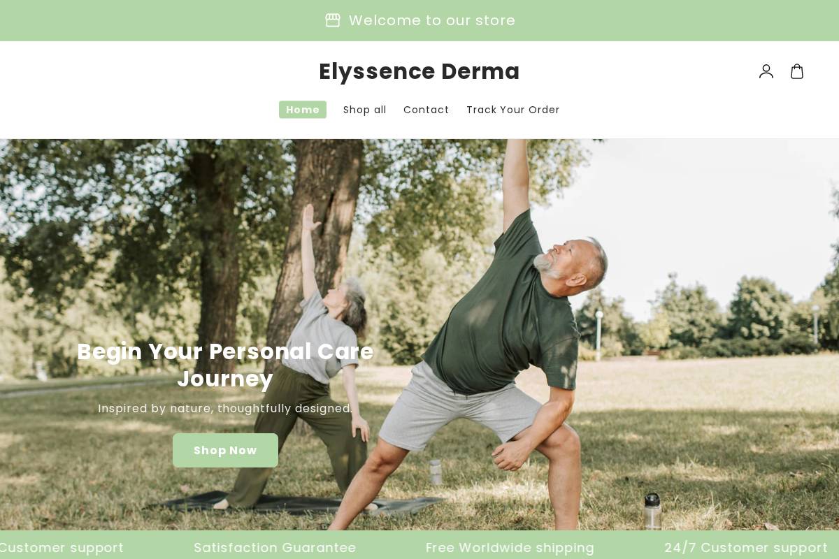 Elyssencederma homepage screenshot