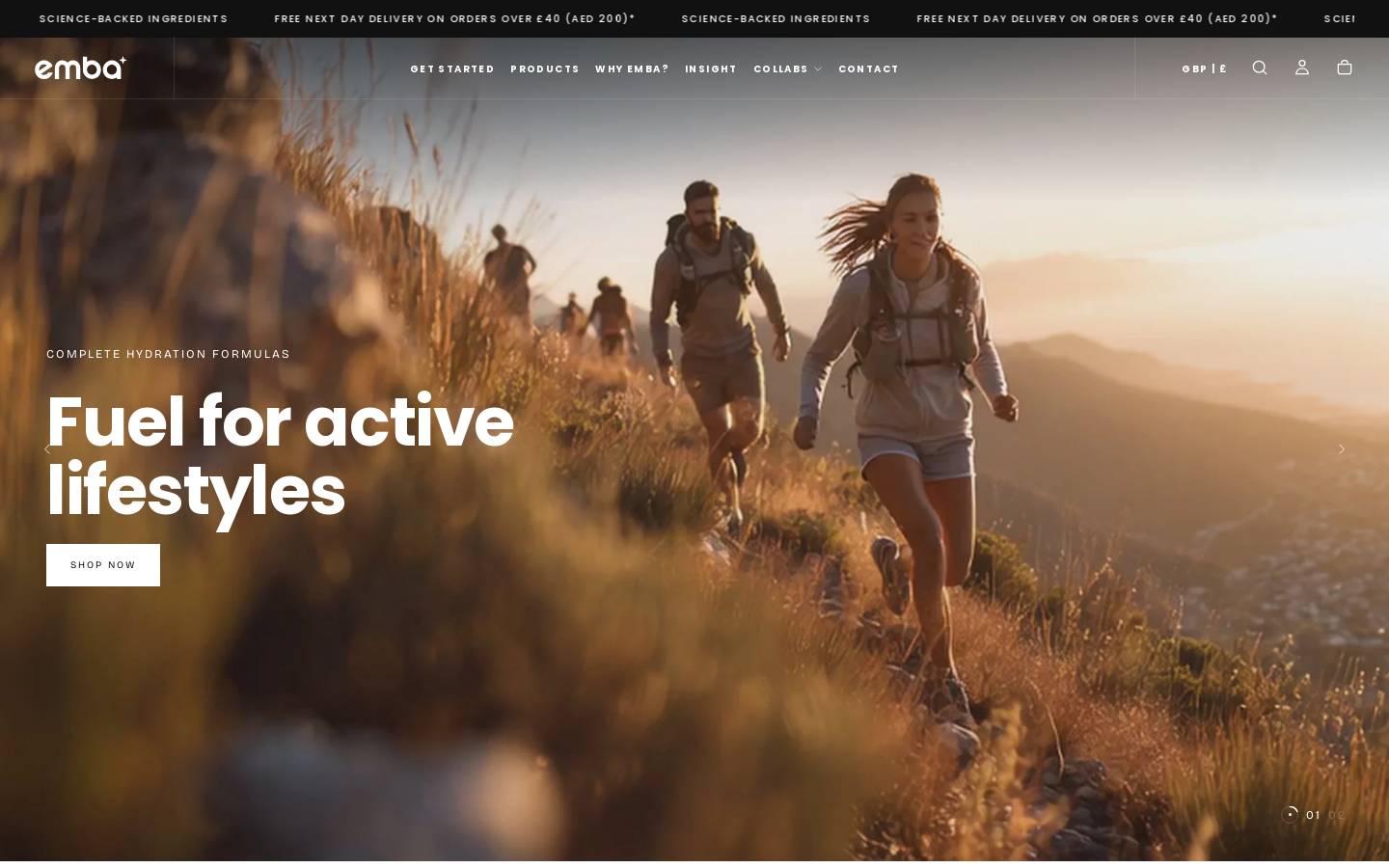 Emba Nutrition homepage screenshot